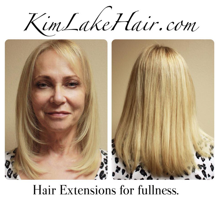 Hair extensions before and after picture.