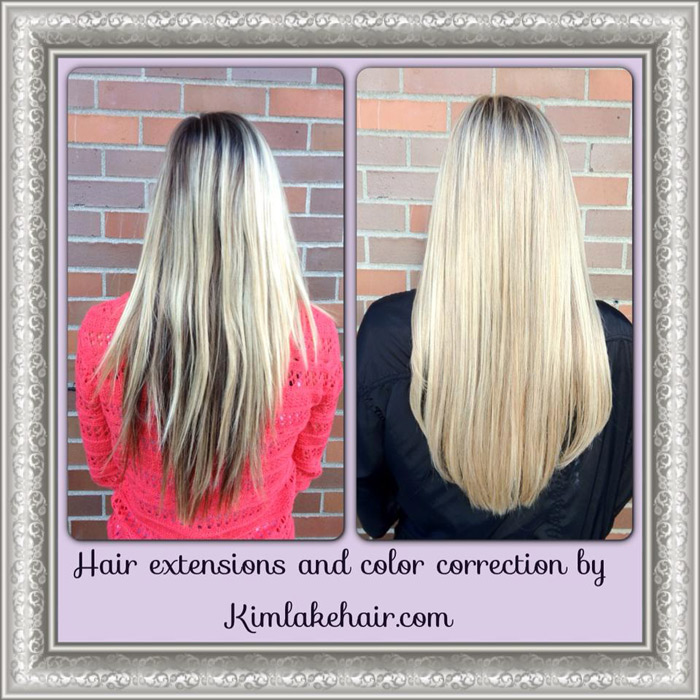 Hair extensions before and after picture.