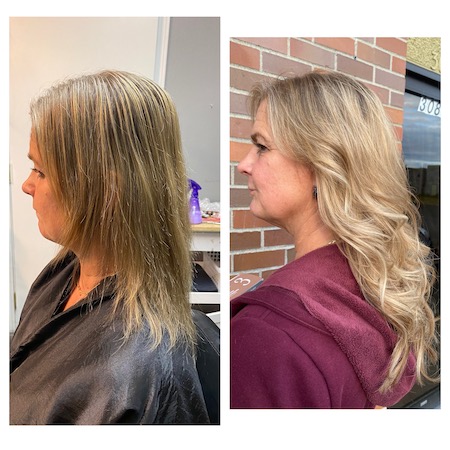 Before and after HAir Extensions.